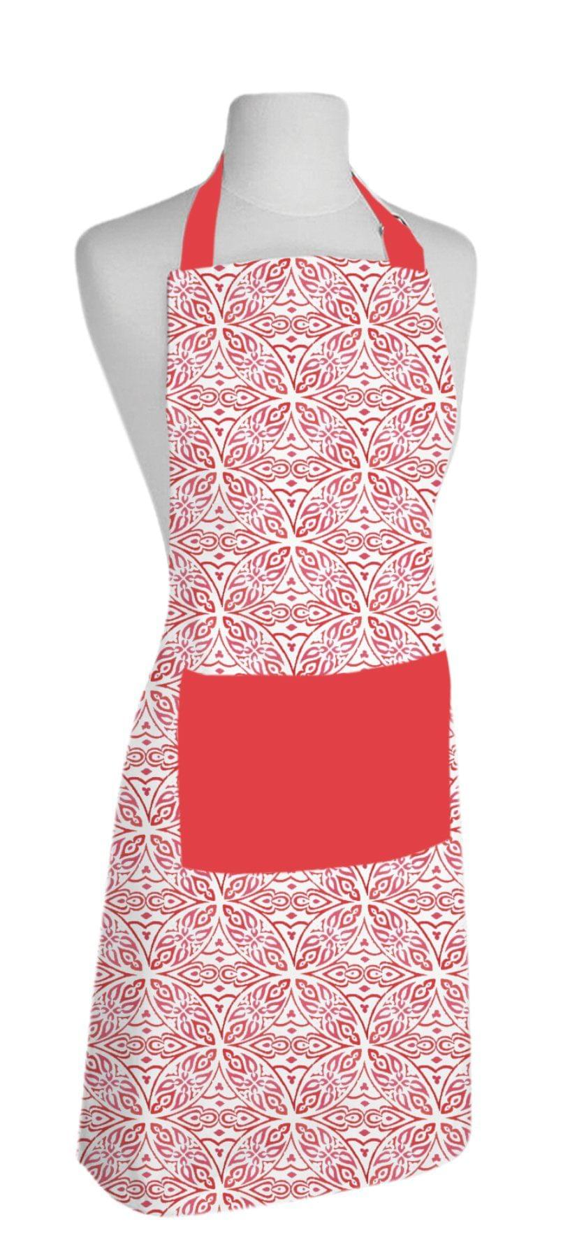 Airwill, 100% Cotton Designer Printed Aprons, Sized 65cm in Width & 80cm in Length with 1 Center Pocket, Adjustable Buckle on Top and 2 Long Ties on Both 2 Sides. Pack of 1 Piece
