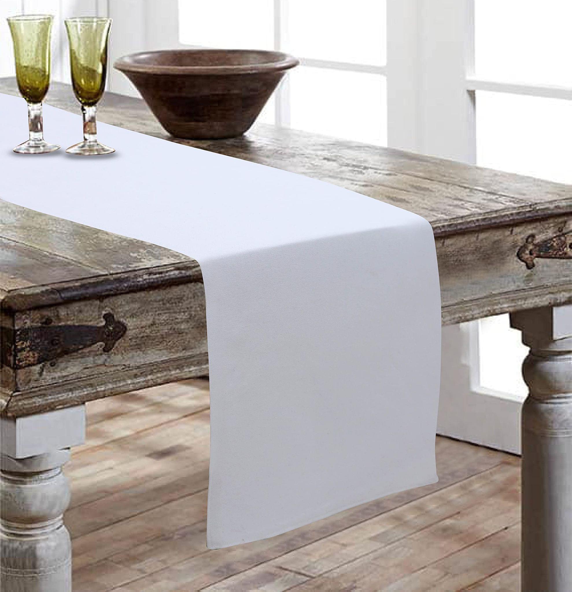 Airwill, Cotton Plain Pattern Table Runner 30x152cm (White) - Pack of 1