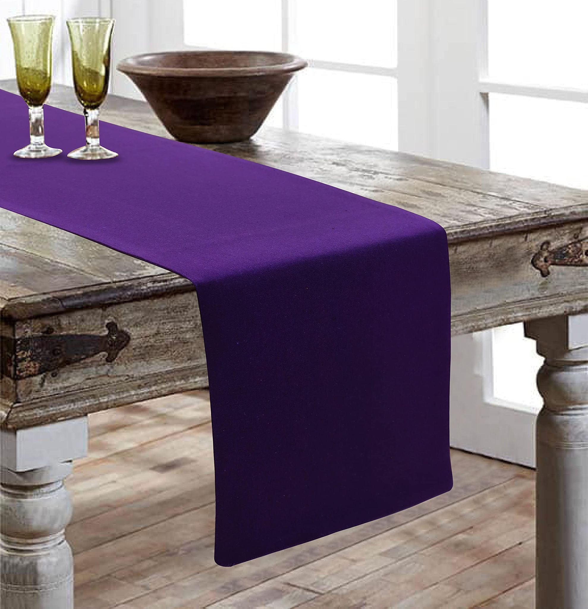 Airwill, Cotton Plain Pattern Table Runner 30x152cm (Purple) - Pack of 1