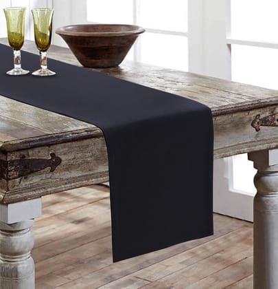 Airwill, Cotton Plain Pattern Table Runner 30x152cm (Black) - Pack of 1