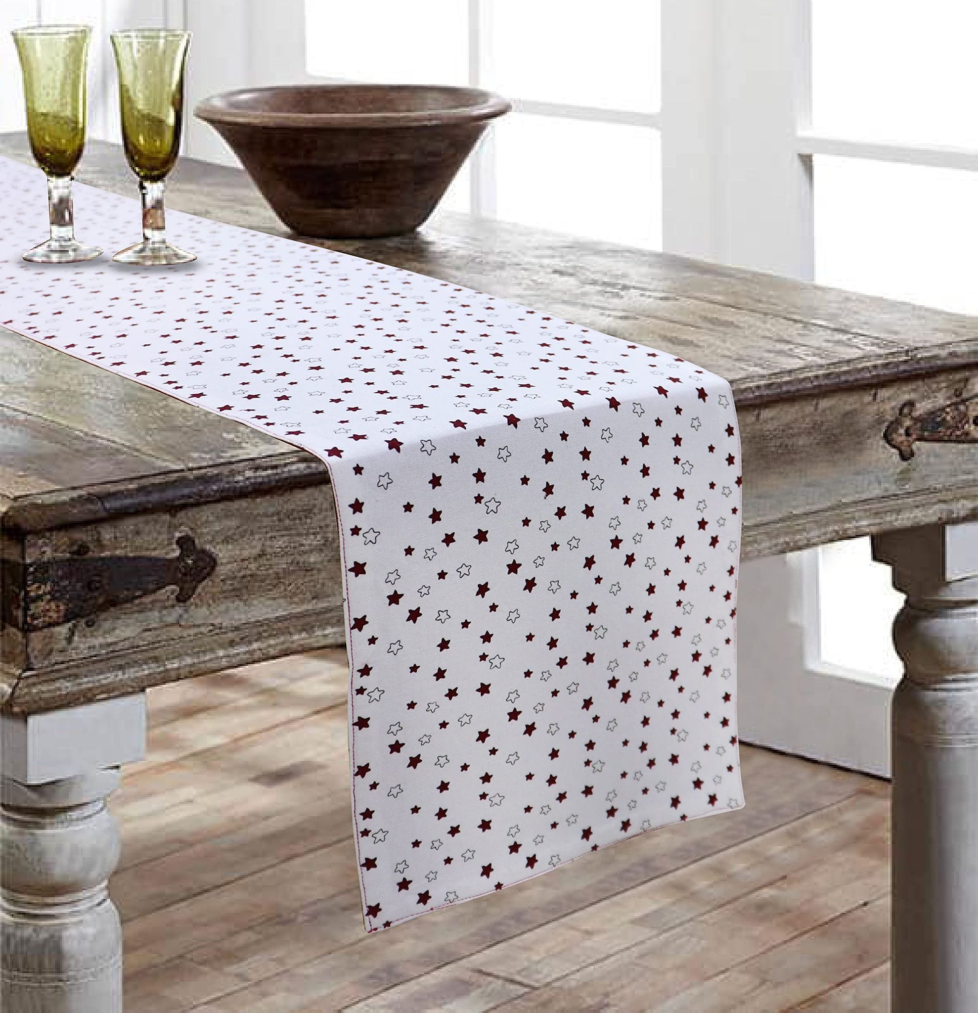 Airwill Cotton Printed Pattern Table Runner 30x152cm (Maroon) - Pack of 1