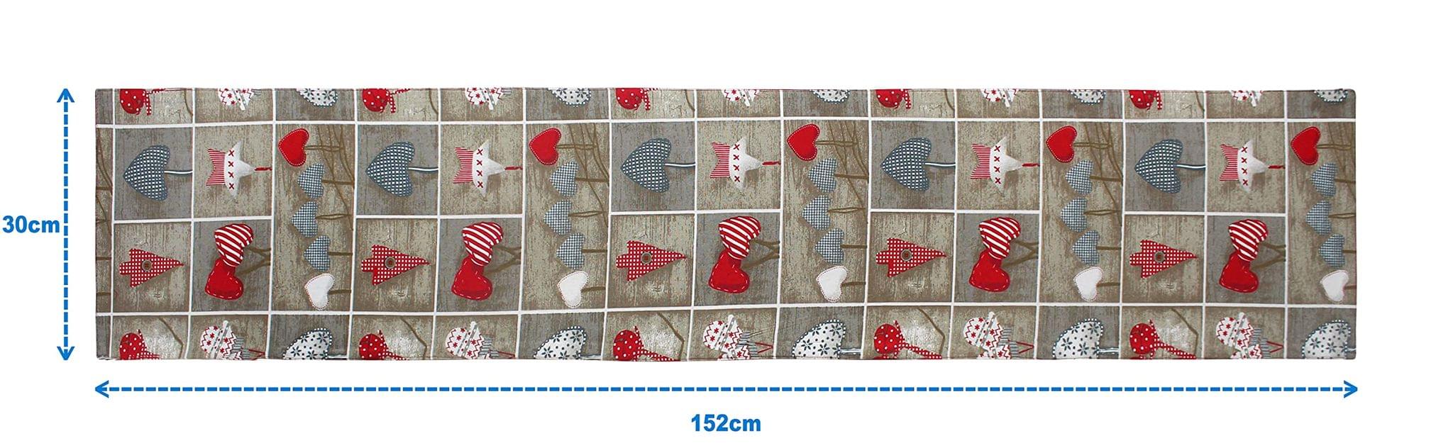 Airwill, Cotton Printed Pattern Table Runner 30x152cm (Red,Brown) - Pack of 1