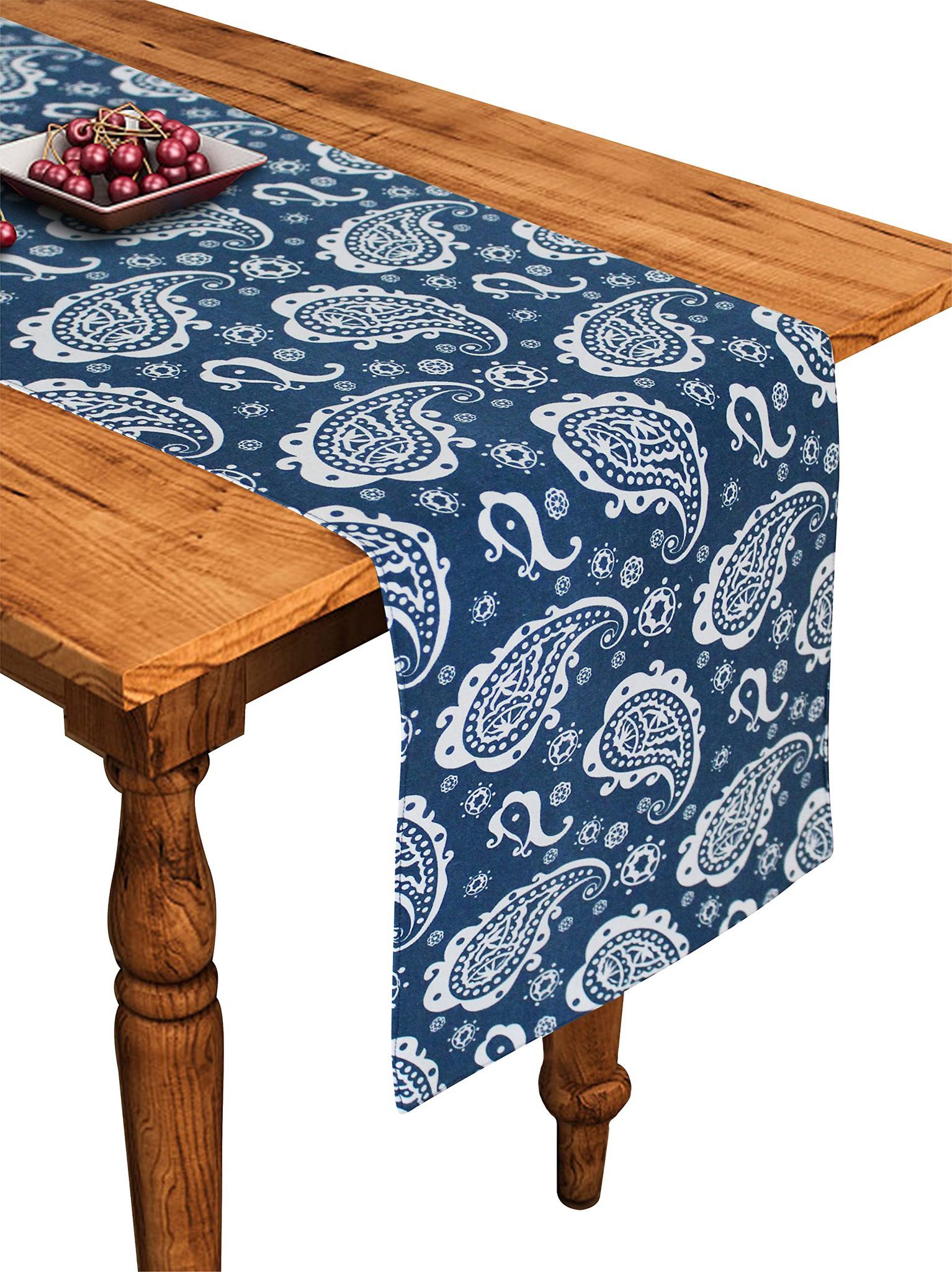 Airwill, Cotton Paisley Pattern Table Runner 30x152cm (Blue) - Pack of 1