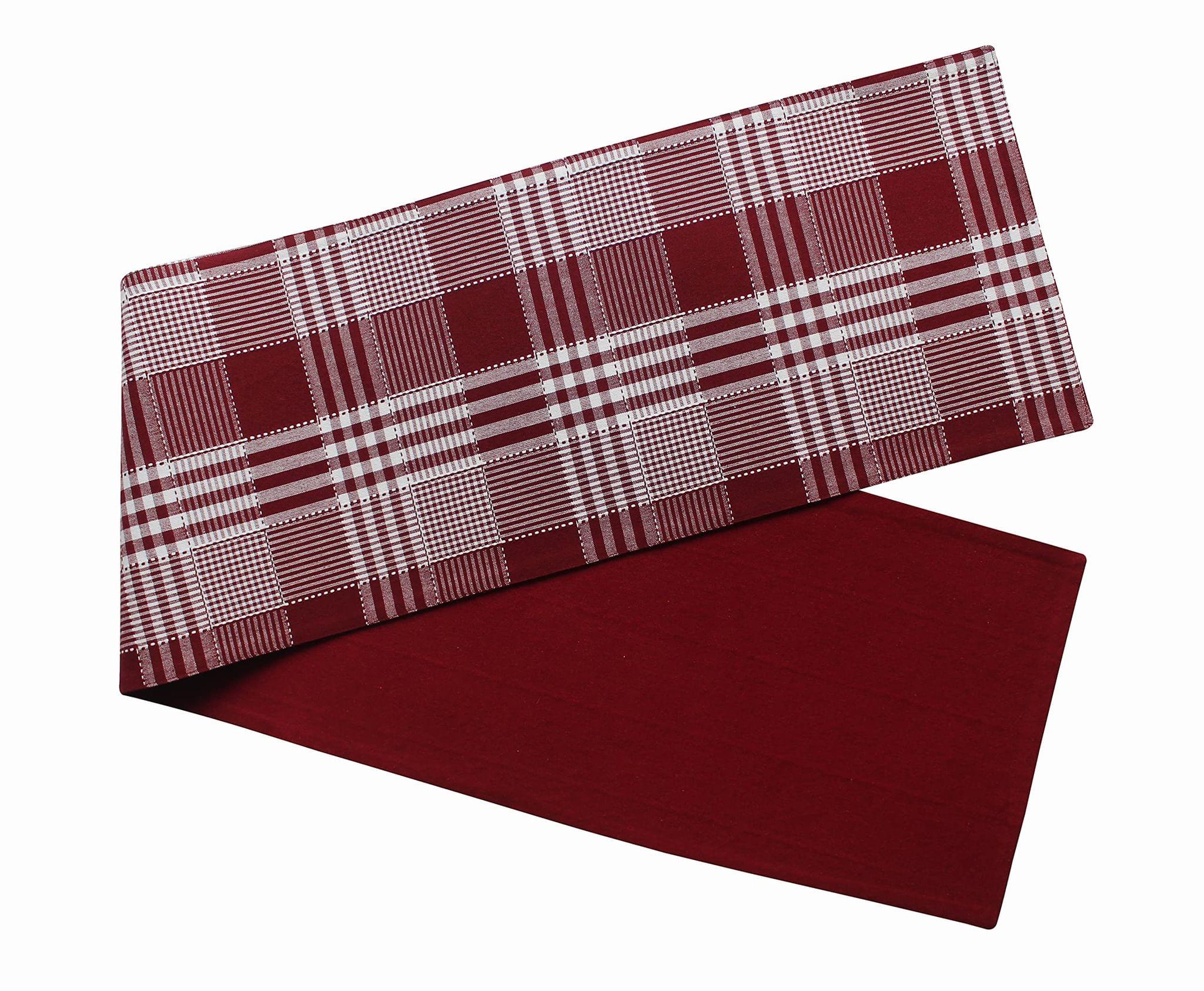 Airwill, Cotton Checkered Pattern Table Runner 30x152cm (Maroon) - Pack of 1