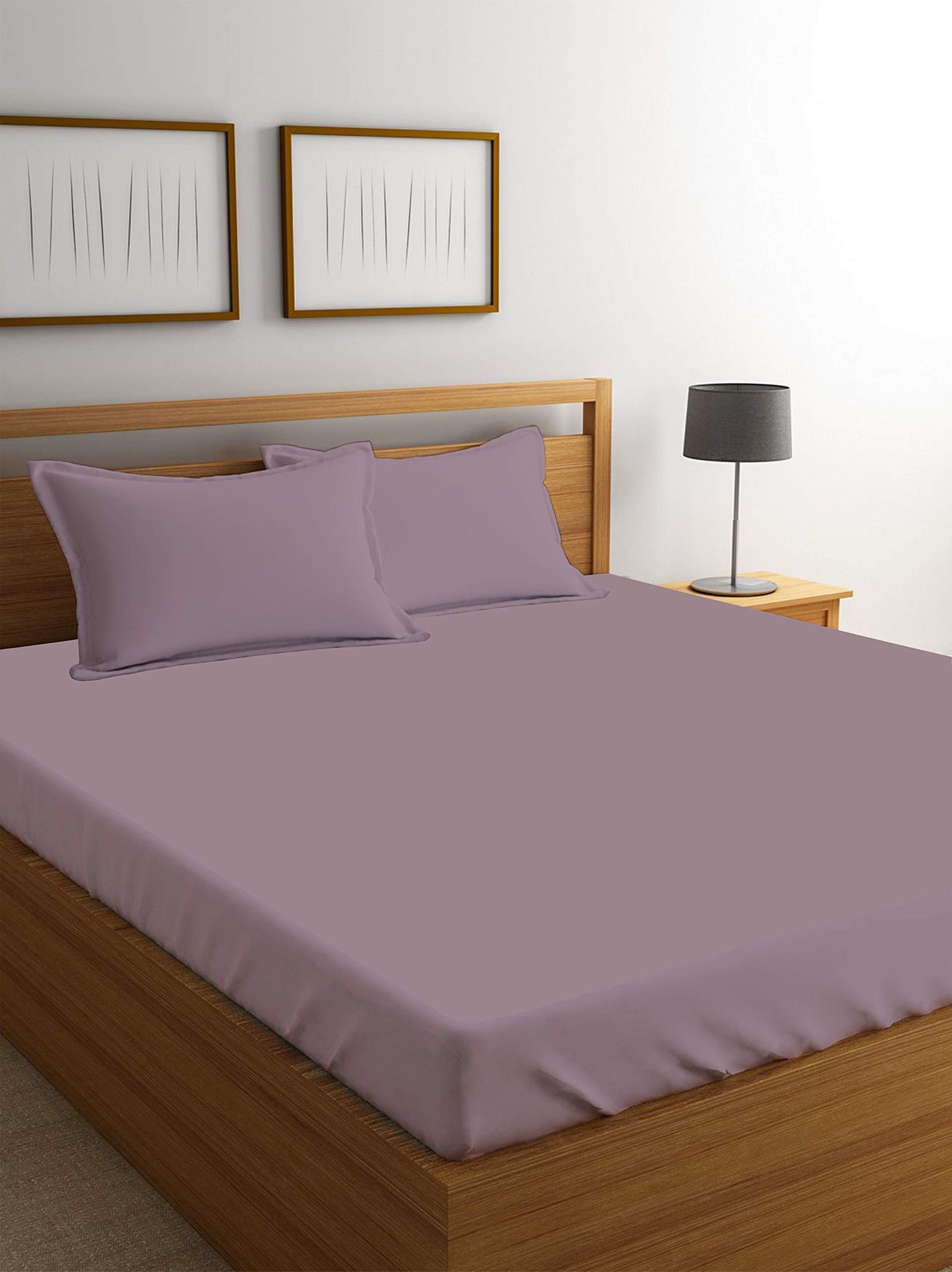 Airwill Soft Cotton Satin Weave Double Bedsheet with 2 Pillow Covers