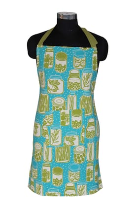 AIRWILL, 100% cotton designer aprons, sized 65cm in width and 80cm in length with 1 center pocket, adjustable buckle on top and 2 long ties on both 2 sides. Pack of 1 piece.
