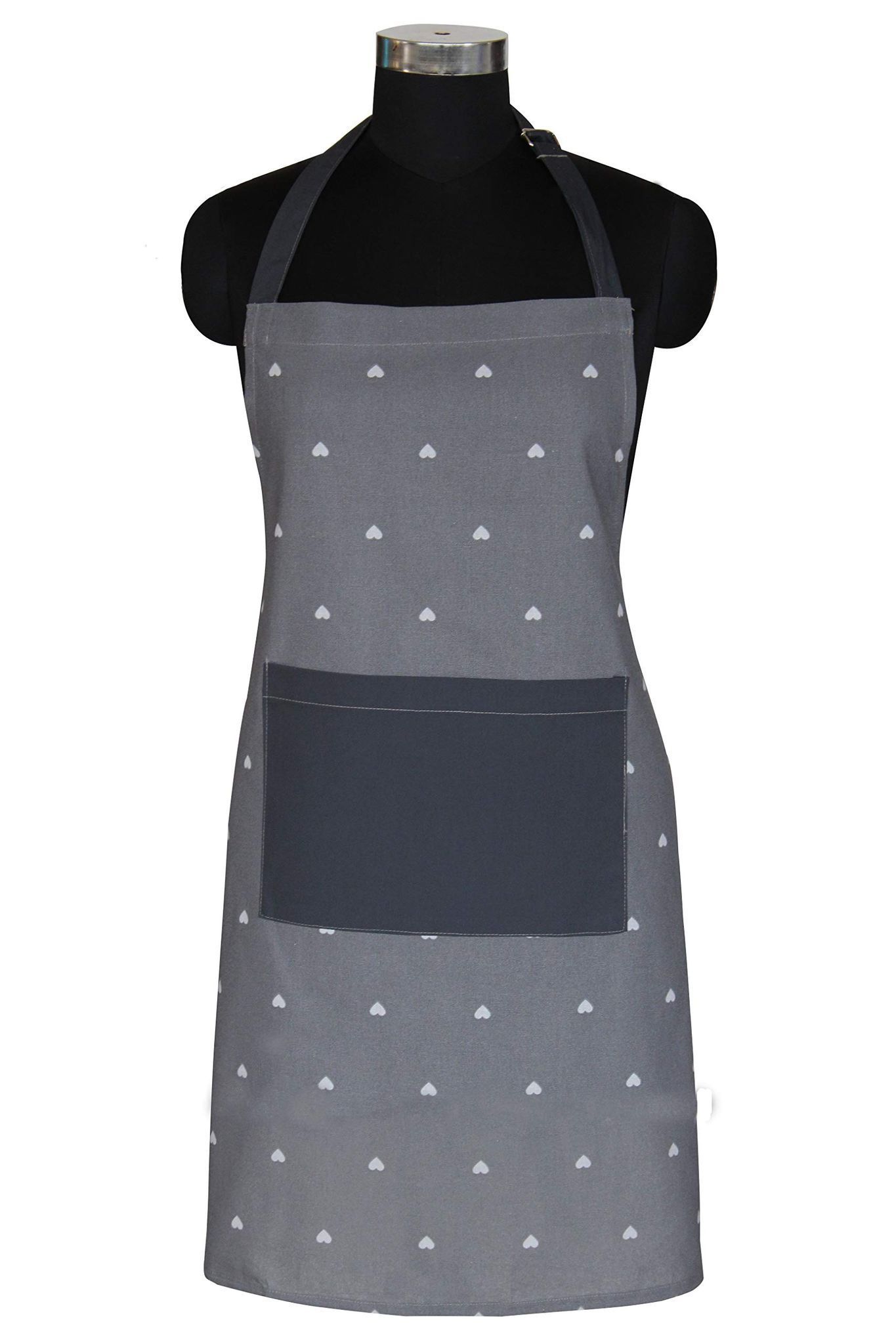 AIRWILL, 100% cotton designer aprons, sized 65cm in width and 80cm in length with 1 center pocket, adjustable buckle on top and 2 long ties on both 2 sides. Pack of 1 piece.
