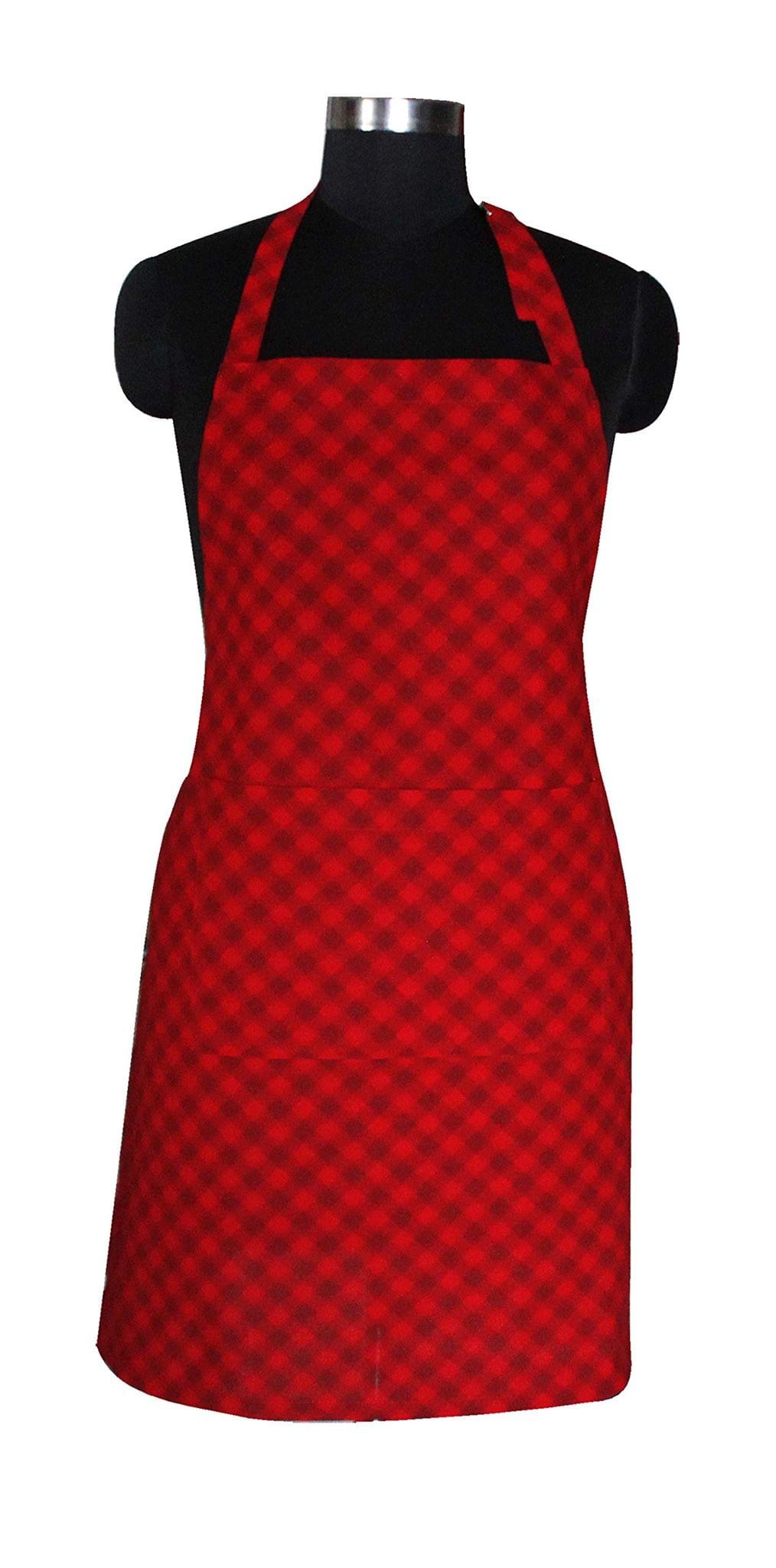 AIRWILL, 100% Cotton Designer Printed Aprons, Sized 65cm in Width & 80cm in Length with 1 Center Pocket, Adjustable Buckle on Top and 2 Long Ties on Both 2 Sides. Pack of 5 piece