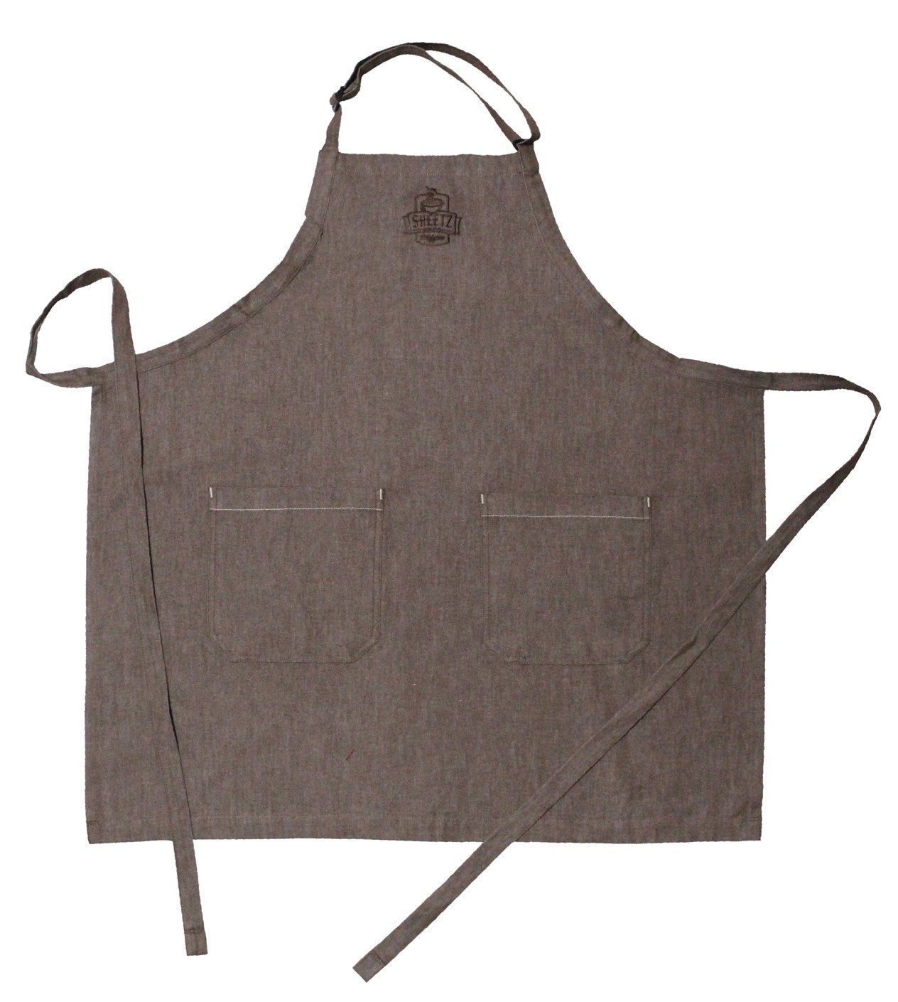 AIRWILL, 100% Cotton Designer Yarn-dyed Aprons, Sized 65cm in Width & 80cm in Length with 1 Center Pocket, Adjustable Buckle on Top and 2 Long Ties on Both 2 Sides. Pack of 1 piece