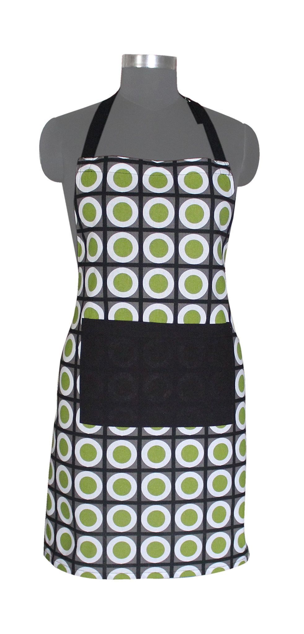 Airwill, 100% Cotton Designer Printed Aprons, Sized 65cm in Width & 80cm in Length with 1 Center Pocket, Adjustable Buckle on Top and 2 Long Ties on Both 2 Sides. Pack of 1 Piece
