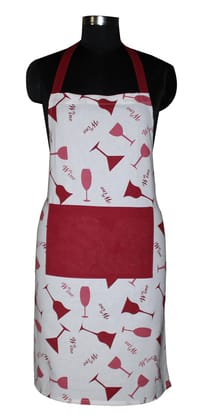 Airwill, 100% Cotton Designer Printed Aprons, Sized 65cm in Width & 80cm in Length with 1 Center Pocket, Adjustable Buckle on Top and 2 Long Ties on Both 2 Sides. Pack of 1 Piece
