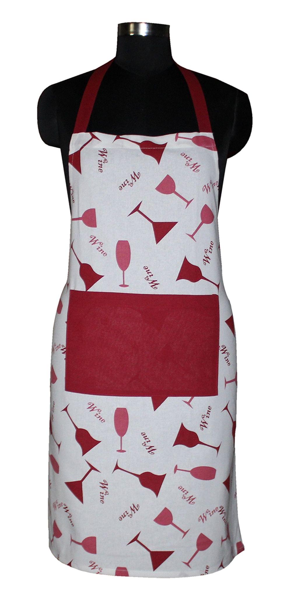 Airwill, 100% Cotton Designer Printed Aprons, Sized 65cm in Width & 80cm in Length with 1 Center Pocket, Adjustable Buckle on Top and 2 Long Ties on Both 2 Sides. Pack of 1 Piece