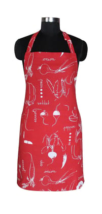 AIRWILL, 100% Cotton Designer Printed Aprons, Sized 65cm in Width & 80cm in Length with 1 Center Pocket, Adjustable Buckle on Top and 2 Long Ties on Both 2 Sides. Pack of 1 piece
