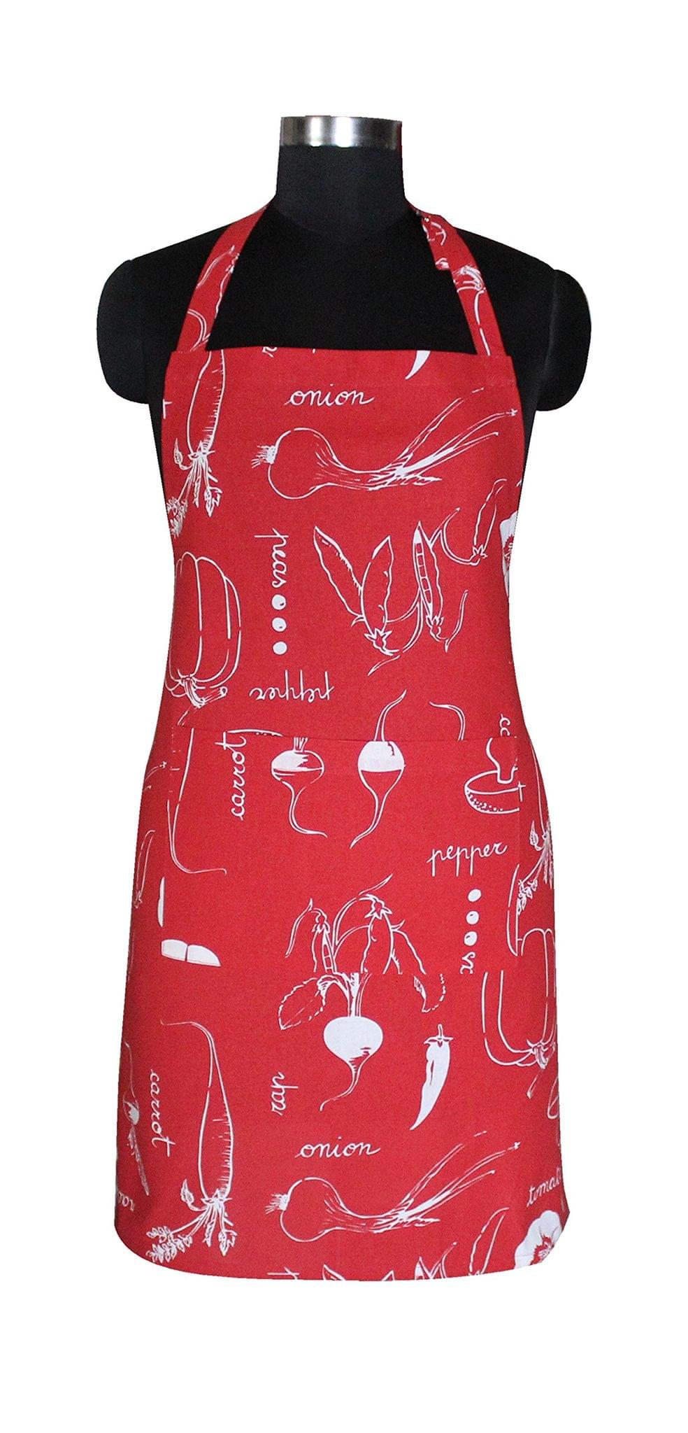 AIRWILL, 100% Cotton Designer Printed Aprons, Sized 65cm in Width & 80cm in Length with 1 Center Pocket, Adjustable Buckle on Top and 2 Long Ties on Both 2 Sides. Pack of 1 piece