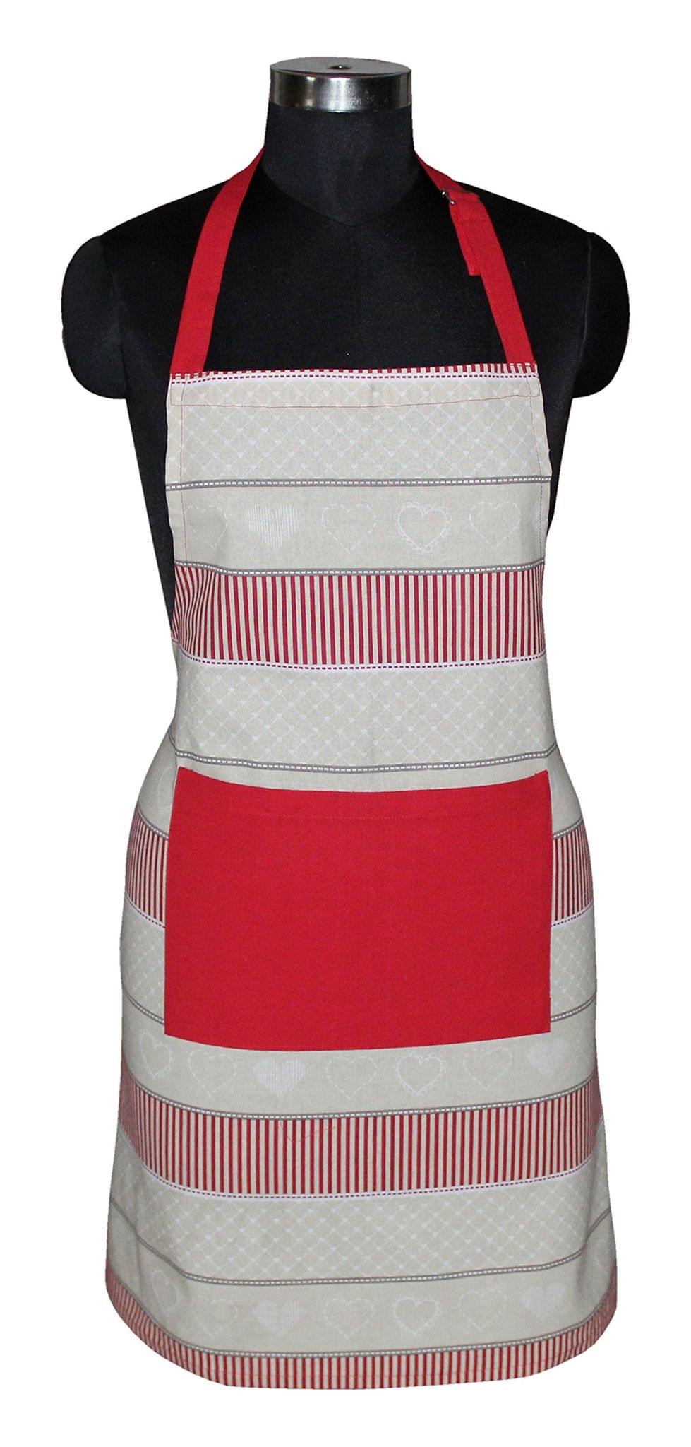 AIRWILL, 100% Cotton Designer Printed Aprons, Sized 65cm in Width & 80cm in Length with 1 Center Pocket, Adjustable Buckle on Top and 2 Long Ties on Both 2 Sides. Pack of 1 piece