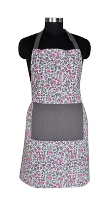Airwill, 100% Cotton Designer Printed Aprons, Sized 65cm in Width & 80cm in Length with 1 Center Pocket, Adjustable Buckle on Top and 2 Long Ties on Both 2 Sides. Pack of 1 Piece