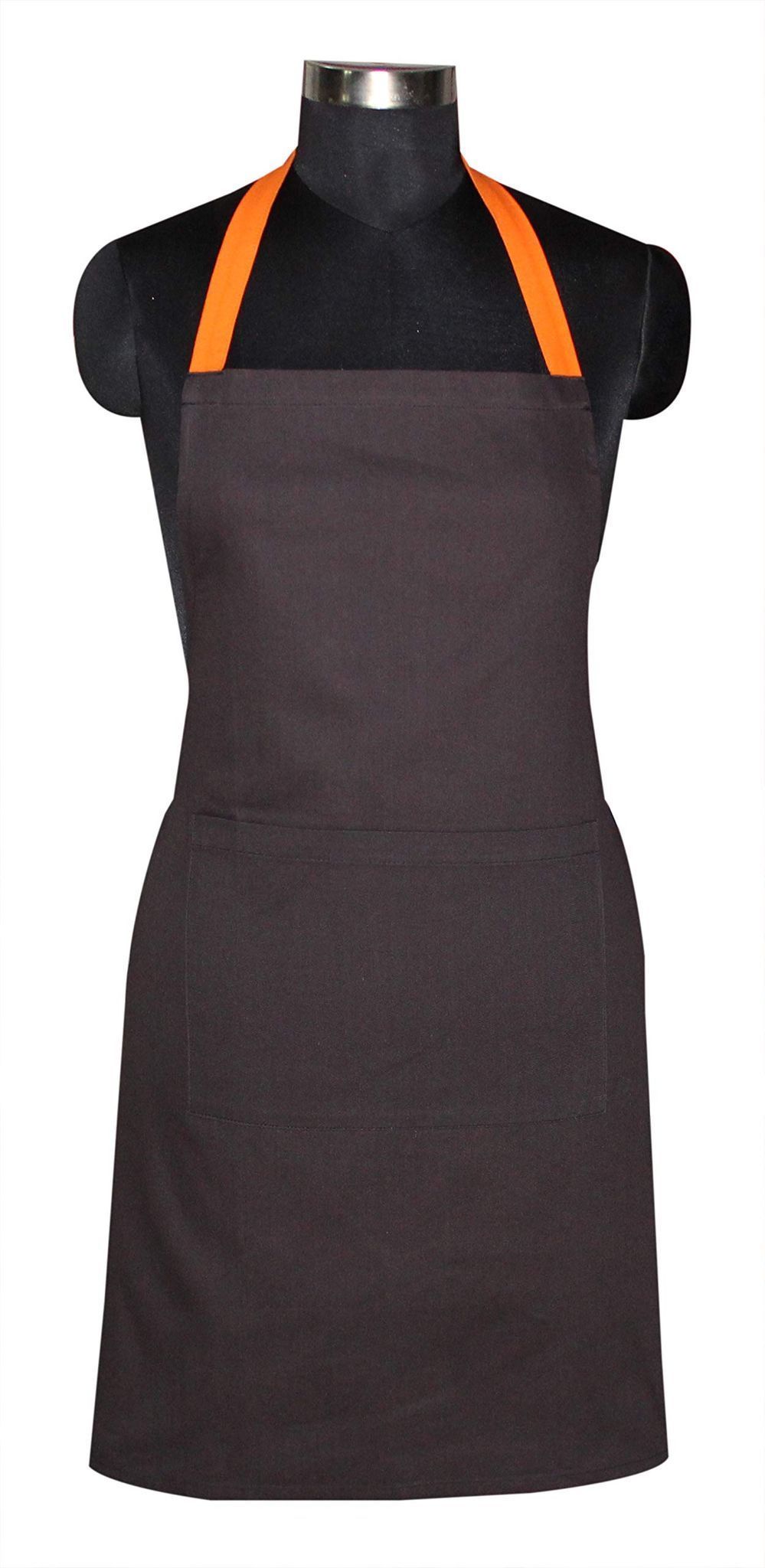 AIRWILL, 100% Cotton Designer Solid Aprons, Sized 65cm in Width & 80cm in Length with 1 Center Pocket, Adjustable Buckle on Top and 2 Long Ties on Both 2 Sides. Pack of 10 piece