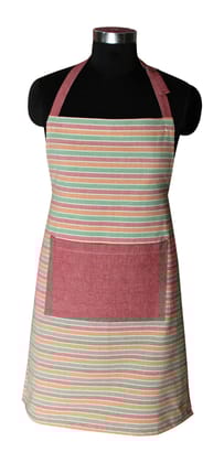Airwill, 100% Cotton Designer Weaved Yarn-dyed Aprons, Sized 65cm in Width & 80cm in Length with 1 Center Pocket, Adjustable Buckle on Top and 2 Long Ties on Both 2 Sides. Pack of 1 piece