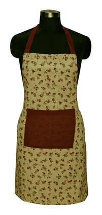 Airwill, 100% Cotton Designer Printed Aprons, Sized 65cm in Width & 80cm in Length with 1 Center Pocket, Adjustable Buckle on Top and 2 Long Ties on Both 2 Sides. Pack of 1 Piece