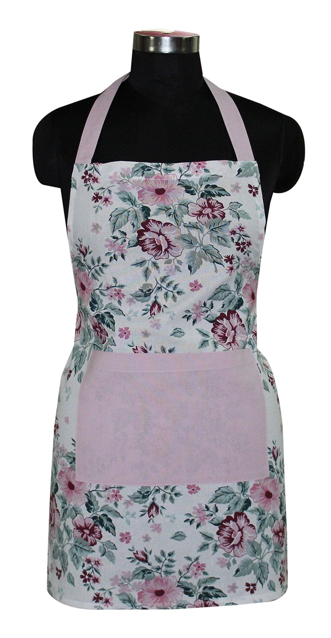 AIRWILL, 100% Cotton Designer Printed Aprons, Sized 65cm in Width & 80cm in Length with 1 Center Pocket, Adjustable Buckle on Top and 2 Long Ties on Both 2 Sides. Pack of 1 piece