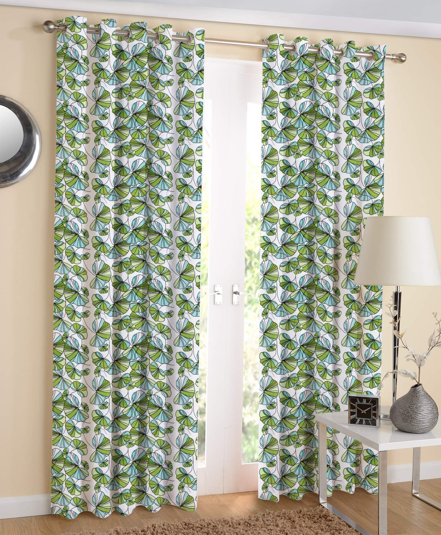 AIRWILL, 100% Cotton Curtains Self Designed with The Size of 4ft in Width and 7ft Length, Eyeleted Door Curtains. Pack of 2 Pieces.
