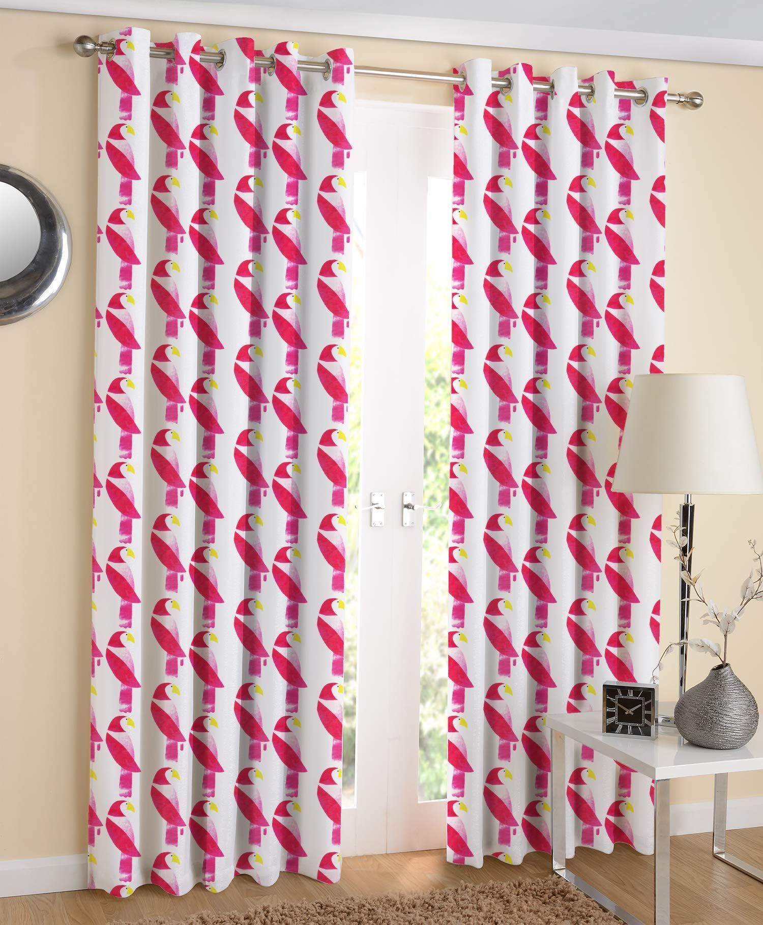 AIRWILL Cotton Curtains Self Made 4 x 7ft Eyeleted Door Curtains (Multicolour) - Pack of 2 Pieces