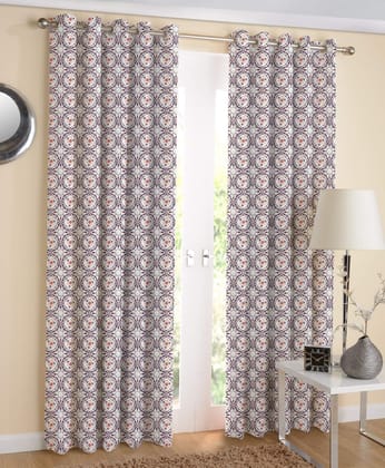 AIRWILL Cotton Self Design 4 x 7 ft Eyeleted Door Curtains; Multicolour - Pack of 2 Pieces