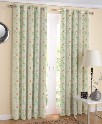 AIRWILL Cotton 4ft W x 7ft L Eyeleted Door Curtains (Multicolour) - Pack of 2 Pieces