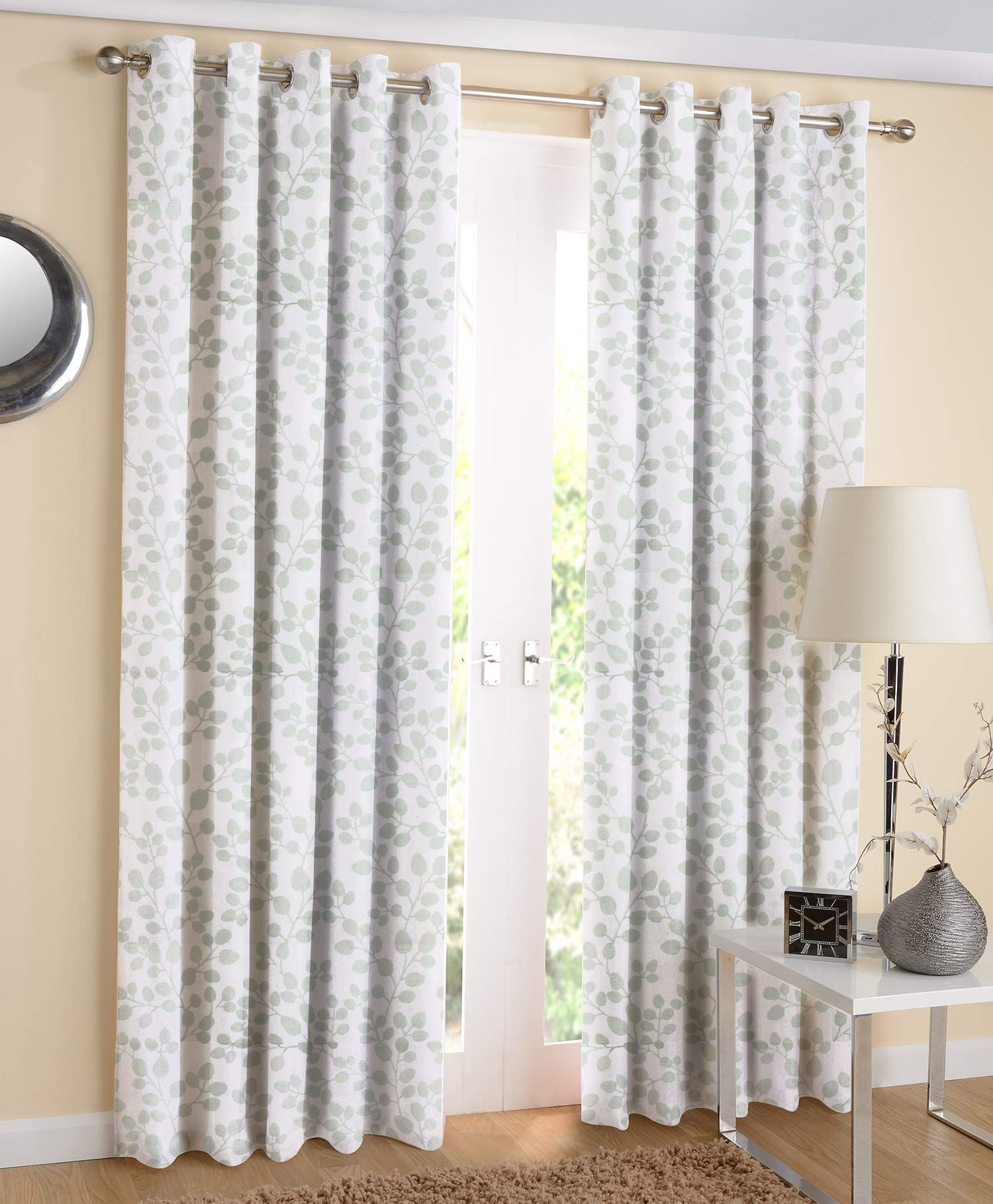 AIRWILL, 100% Cotton Curtains Self Designed with The Size of 4ft in Width and 7ft Length, Eyeleted Door Curtains. Pack of 2 Pieces.