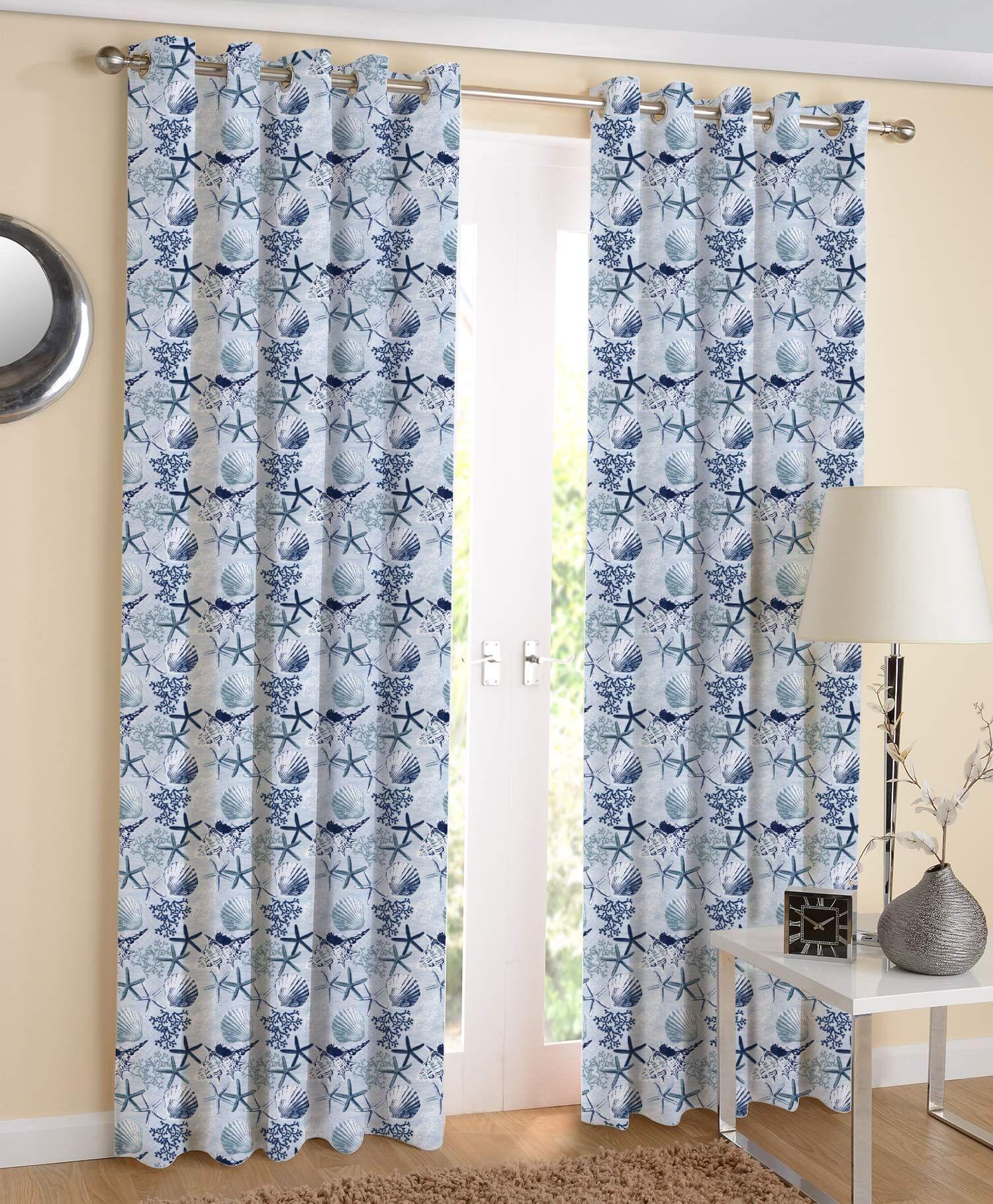 AIRWILL Cotton Self Design Eyeleted Door Curtains (4 x 7 ft; Multicolour) - Pack of 2 Pieces
