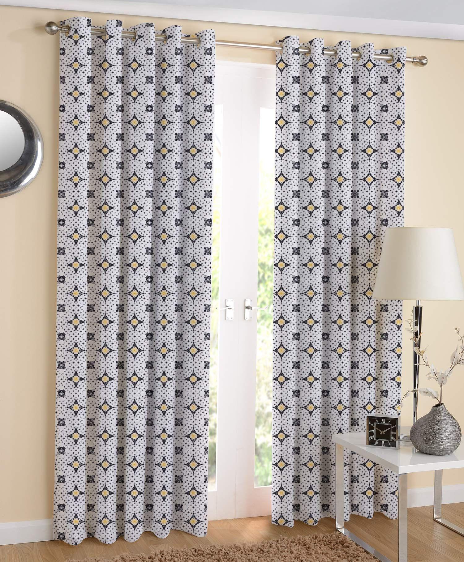 AIRWILL Self Design Cotton 4x7ft Eyelet Door Curtains; Multicolour - Pack of 2 Pieces