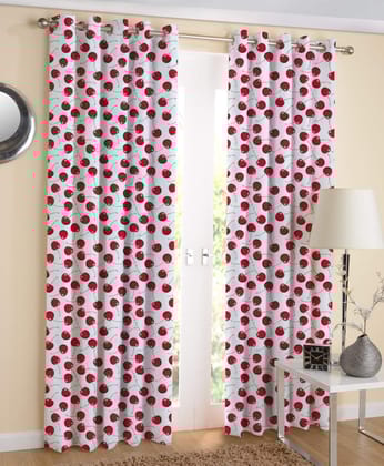 AIRWILL Cotton Eyeleted Door Curtains (Multicolour, 4ft W x 7ft L) - Pack of 2 Pieces