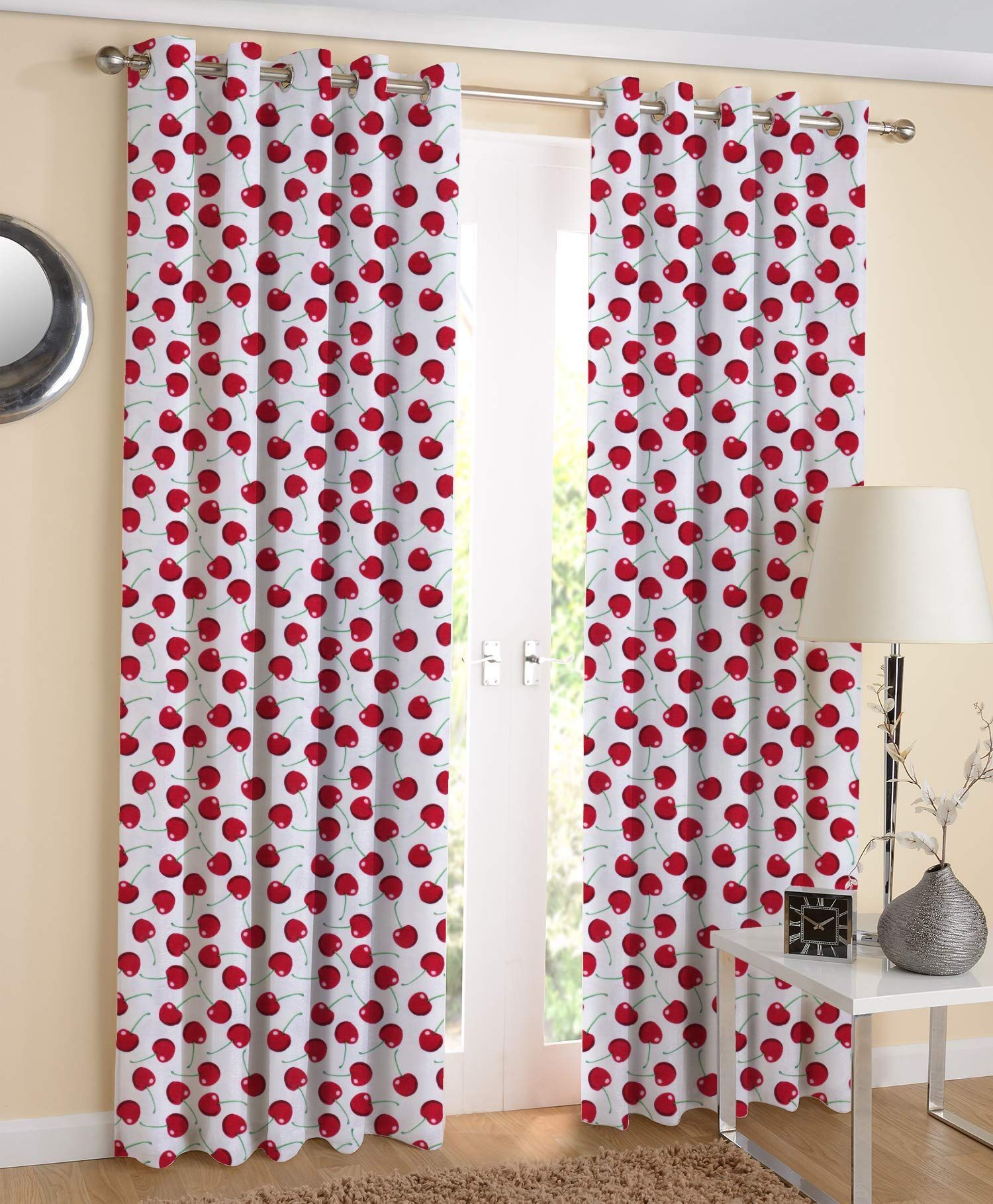 AIRWILL Cotton Eyeleted Door Curtains (Multicolour, 4ft W x 7ft L) - Pack of 2 Pieces