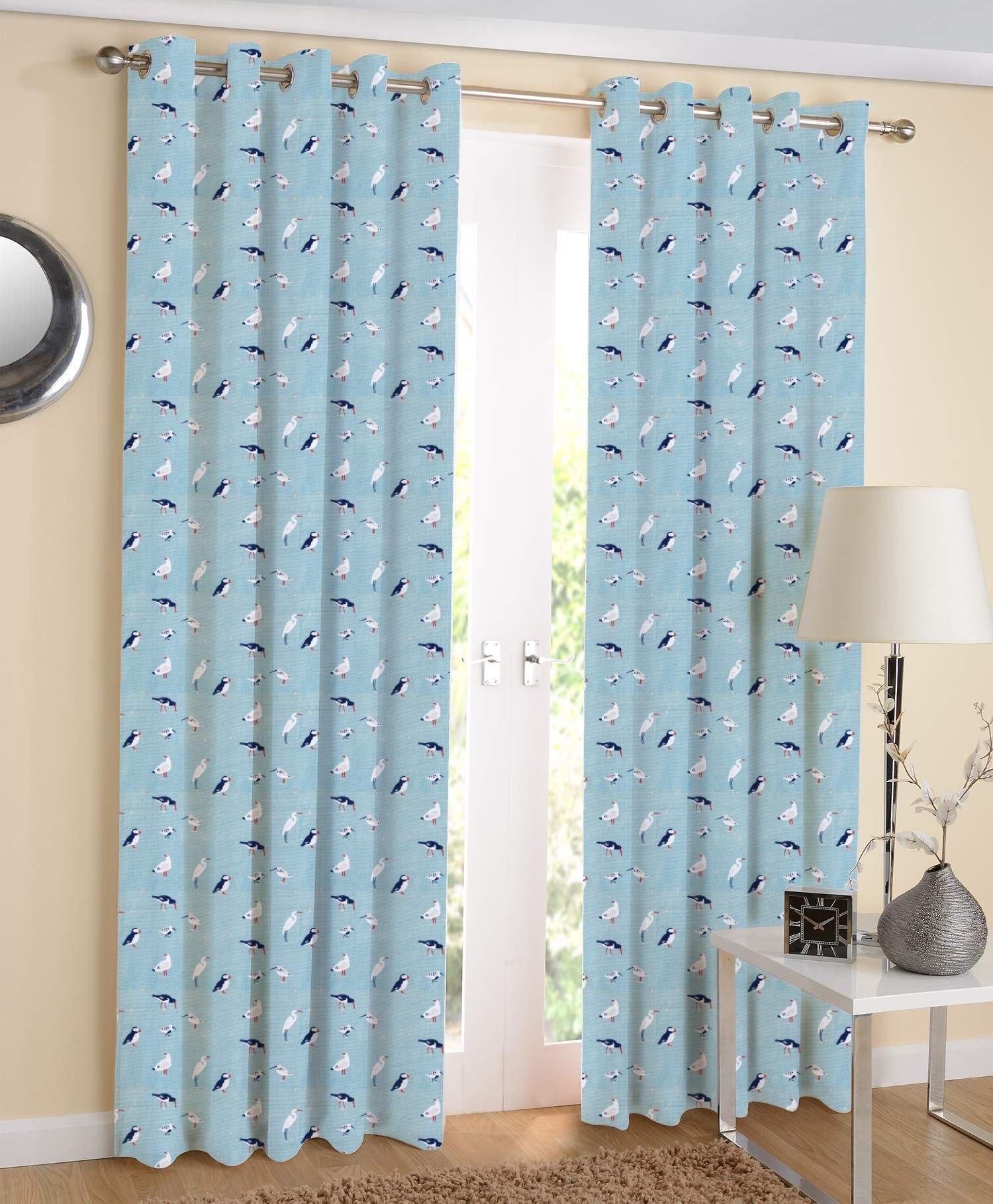AIRWILL Cotton Self Crafted Eyelet Door Curtains (4 x 7 ft, Multicolour) - Pack of 2 Pieces