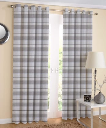 AIRWILL Cotton 4ft W x 7ft L Eyeleted Door Curtains (Multicolour) - Pack of 2 Pieces