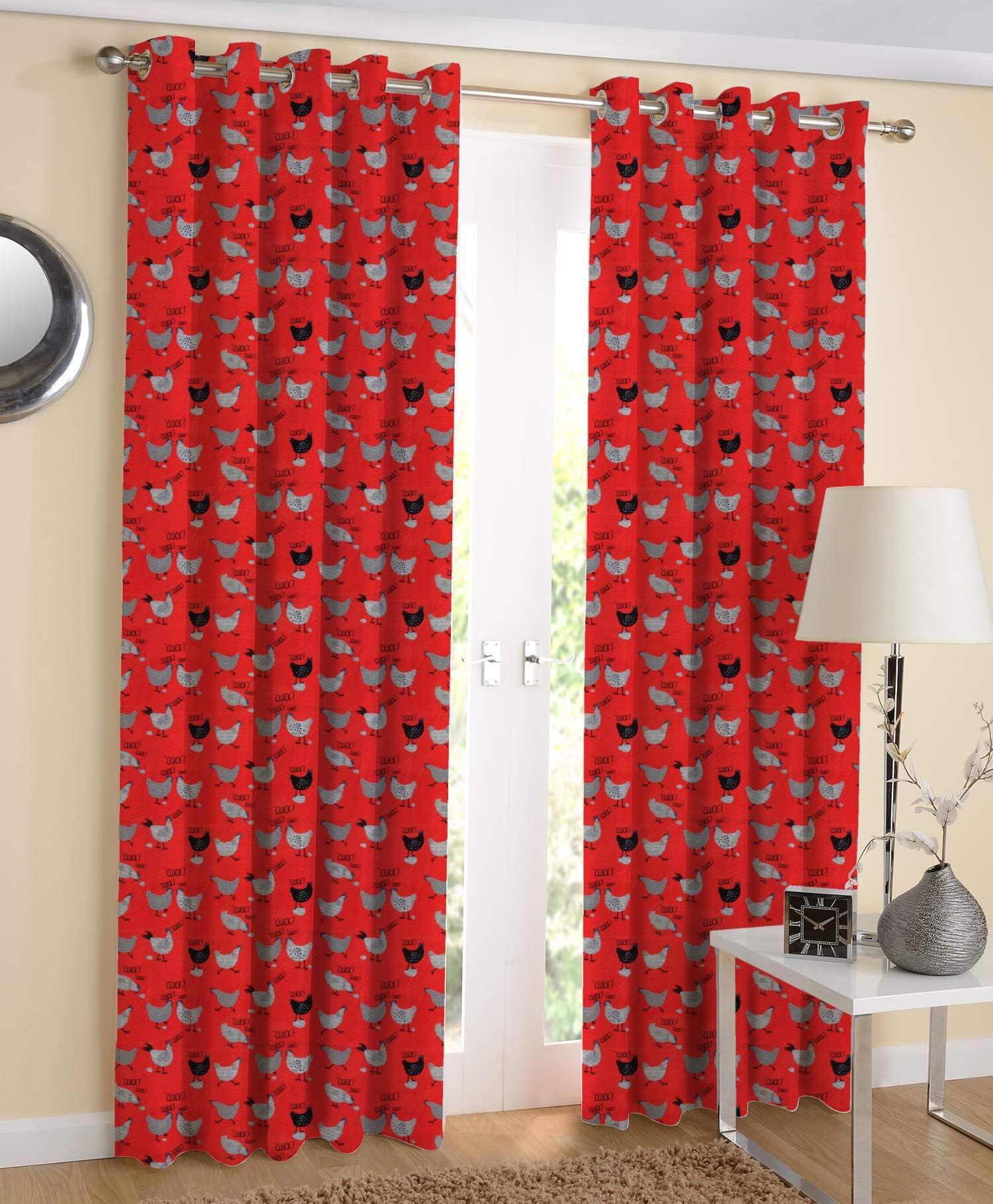 AIRWILL Eyelet Cotton 4ft x 7ft Length Door Curtains (Multicolour) - Pack of 2 Pieces