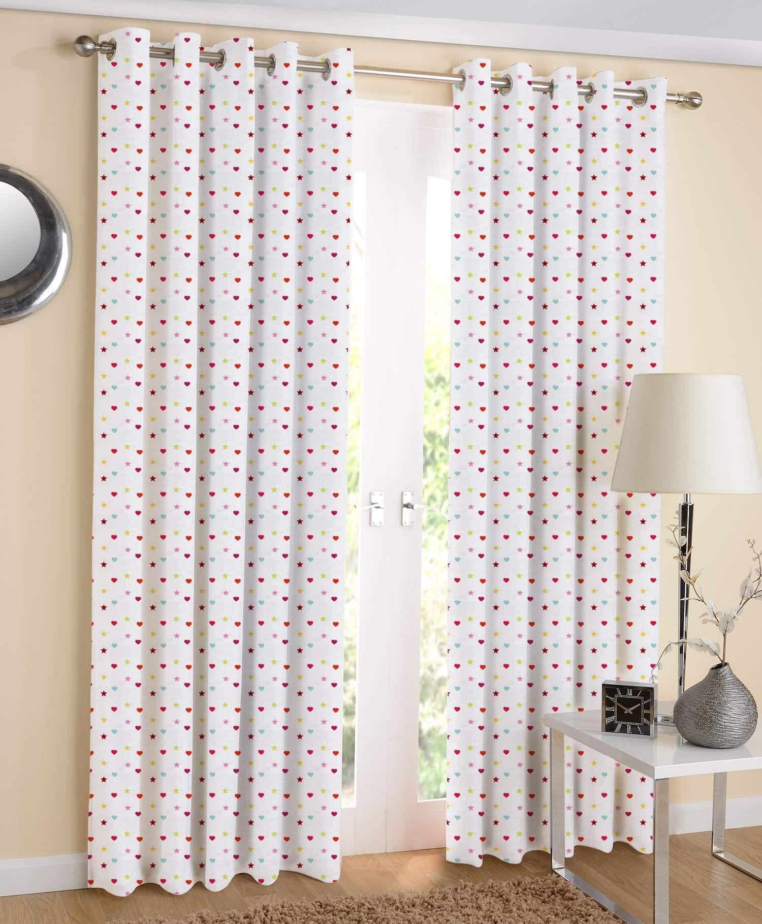 AIRWILL, 100% Cotton Curtains Self Designed with The Size of 4ft in Width and 7ft Length, Eyeleted Door Curtains. Pack of 2 Pieces.