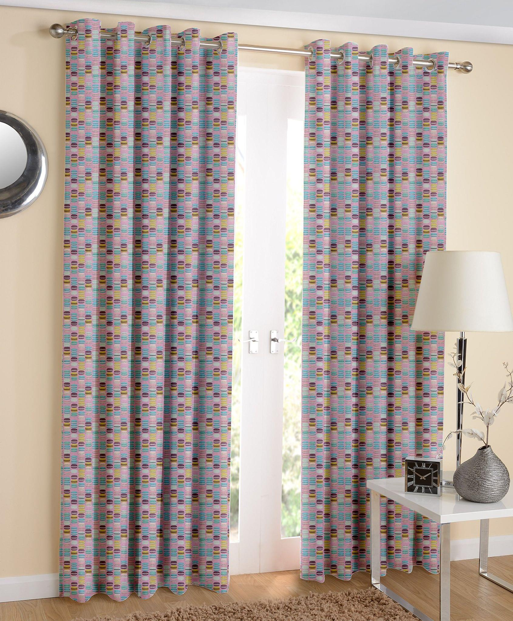 AIRWILL Cotton Cakes Printed 4x7 ft Door Curtains (Multicolour) - Pack of 2 Pieces