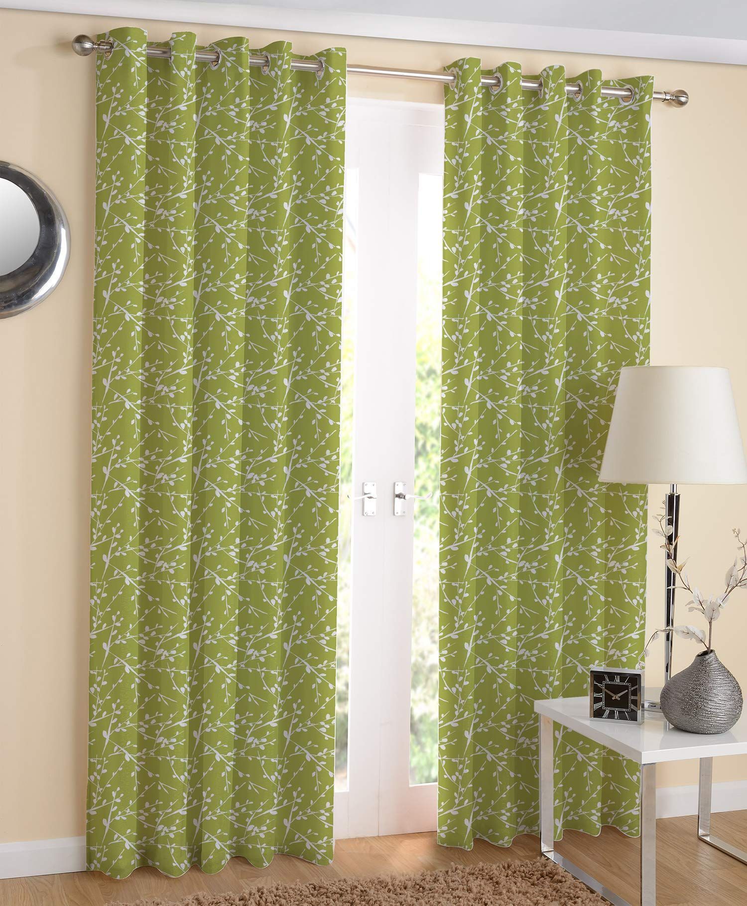 AIRWILL Cotton Eyeleted 7ft Door Curtains (Pack of 2)