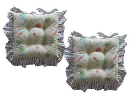AIRWILL Cotton & Polyfibre ChairCushions/Chairpads Pack of 2 pcs