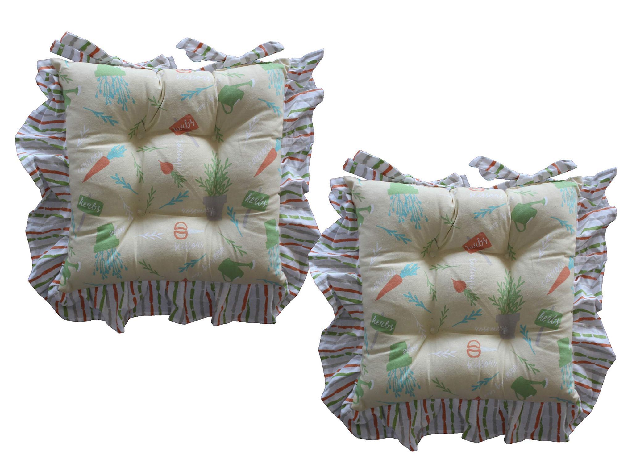 AIRWILL Cotton & Polyfibre ChairCushions/Chairpads Pack of 2 pcs