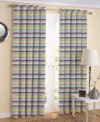 AIRWILL Multicolor Printed Pattern Cotton Window Curtains 4x5ft Pack of 2 Pieces