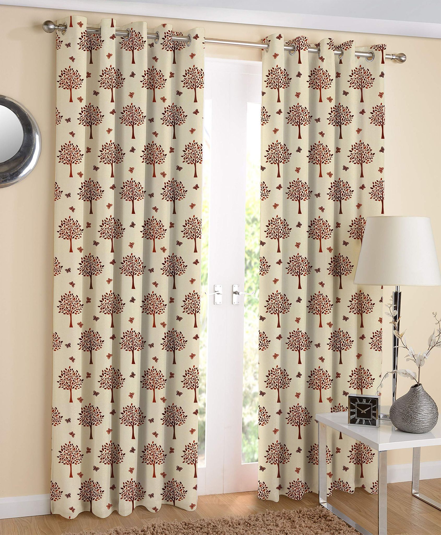 AIRWILL Multicolor Printed Pattern Cotton Door Curtains 4x7ft Pack of 2 Pieces