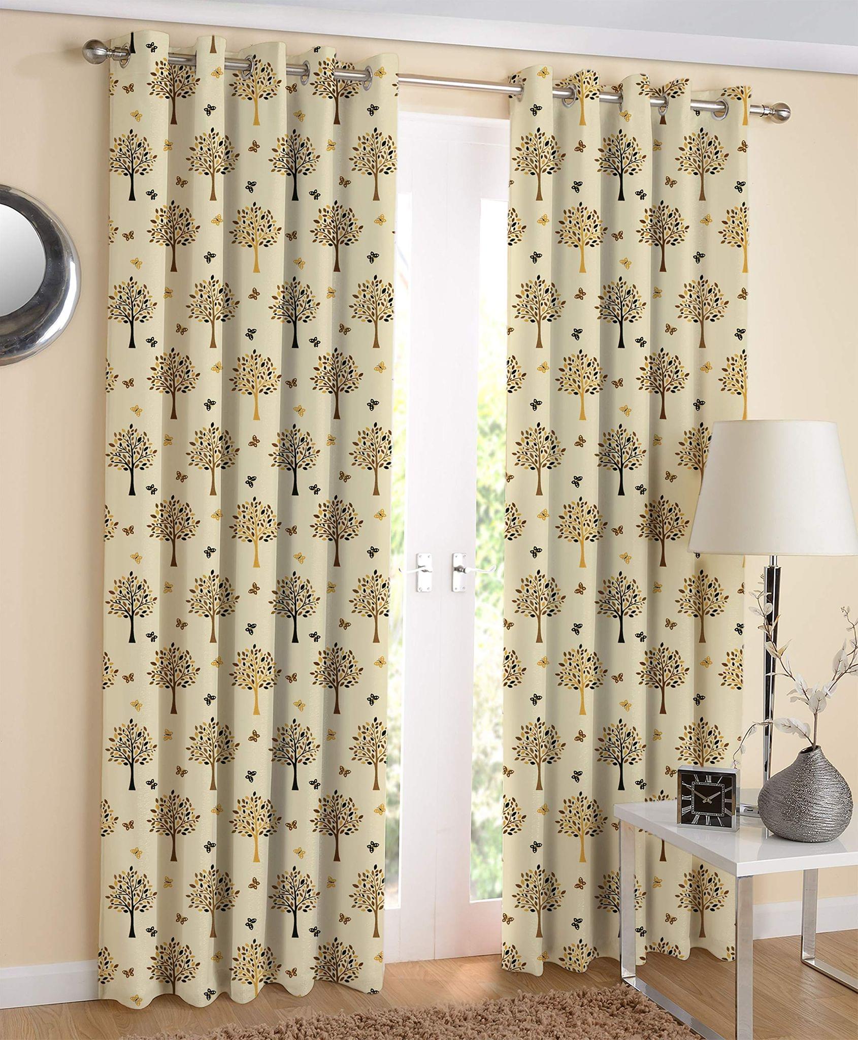 AIRWILL Multicolor Printed Pattern Cotton Door Curtains 4x7ft Pack of 2 Pieces