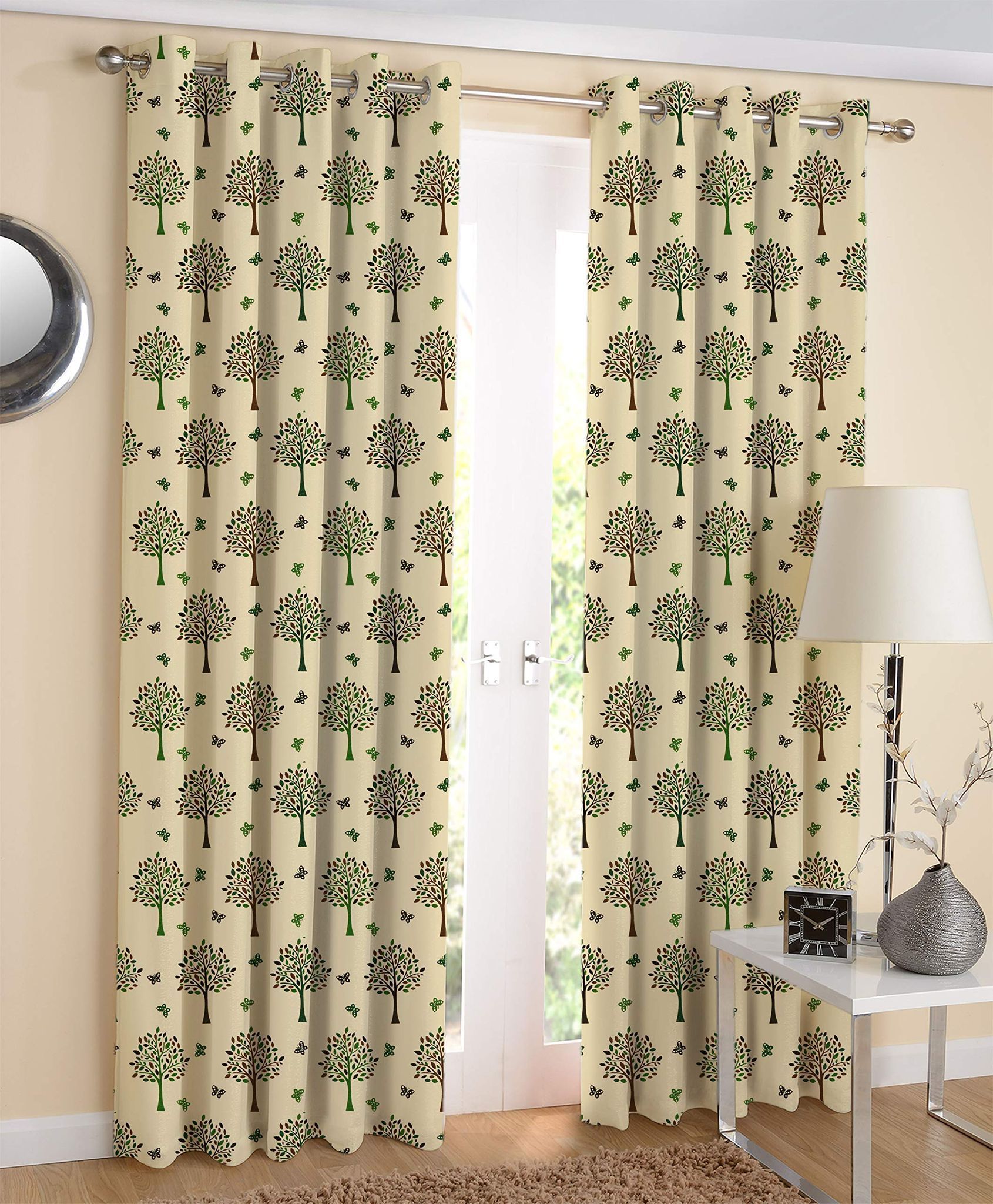 AIRWILL Multicolor Printed Pattern Cotton Door Curtains 4x7ft Pack of 2 Pieces