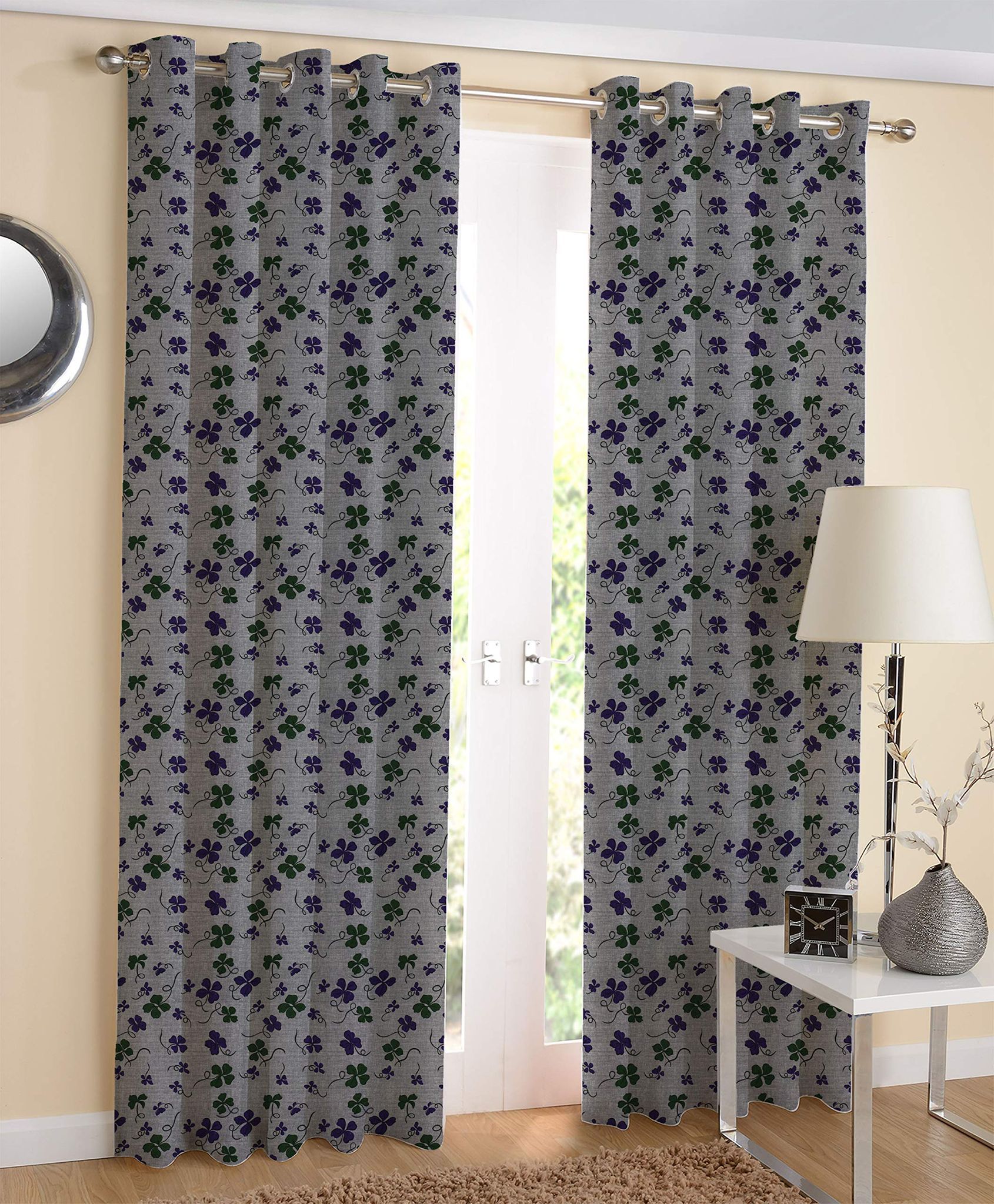 AIRWILL Multicolor Printed Pattern Cotton Door Curtains 4x7ft Pack of 2 Pieces