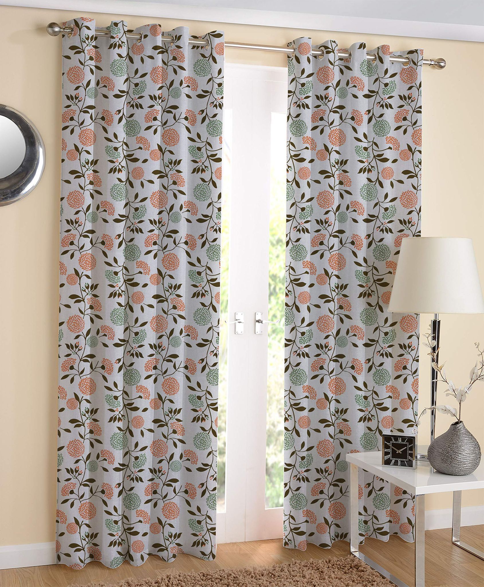 AIRWILL Multicolor Printed Pattern Cotton Door Curtains 4x7ft Pack of 2 Pieces