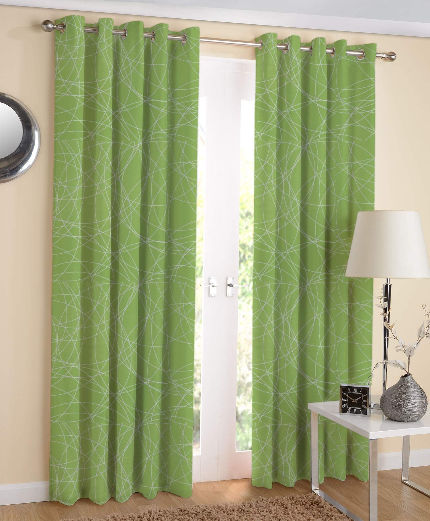 AIRWILL, 100% Cotton Eyelet Door Curtains Sized 4ft in Width and 7ft in Length, Multicolor Pack of 2 Pieces