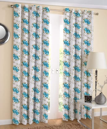 AIRWILL, Cotton Eyelet Door Curtains Pack of 2 Pieces (4 x 7 ft (Blue))