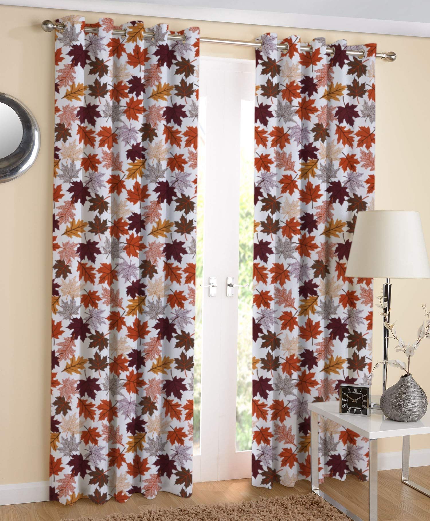 AIRWILL, 100% Cotton Eyelet Door Curtains Sized 4ft in Width and 7ft in Length, Multicolor Pack of 2 Pieces